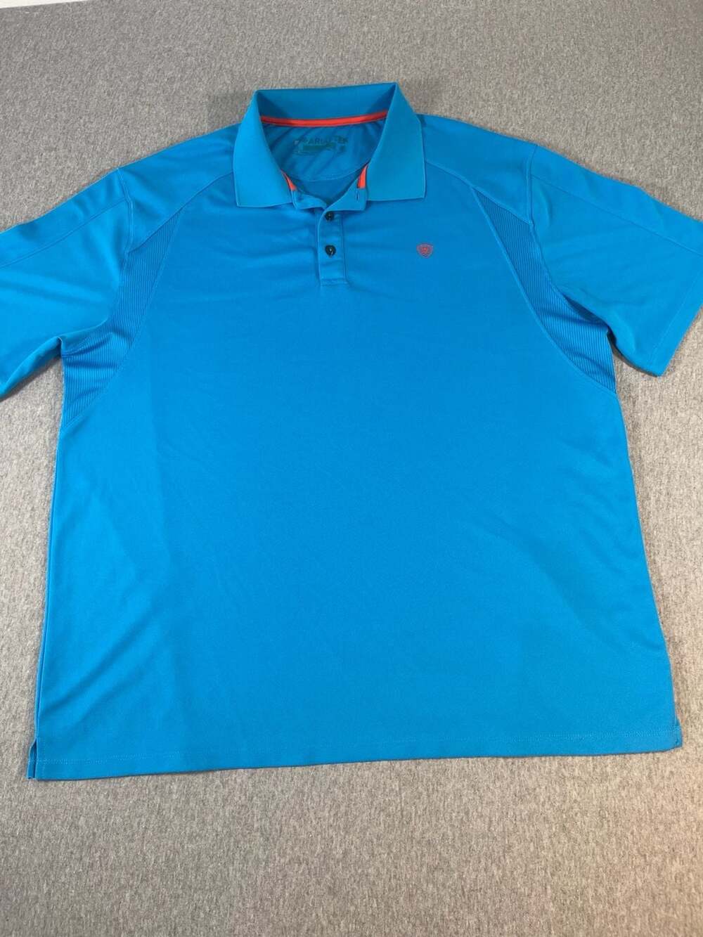 Ariat Tek Polo Shirt Blue Performance Short Sleeve Men's XL